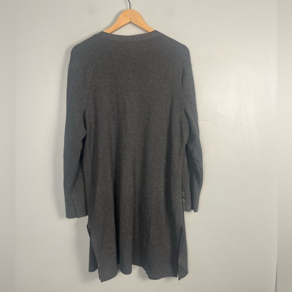 Talbots Woman Cardigan Sweater size XL Petite Gray Long Sleeve Cotton Blend - Picture 6 of 6
